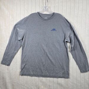 AFTCO Men's Gray Crewneck Long Sleeve Fishing Shirt Spellout Size XL